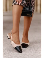 Lakierowane Baleriny Na Niskim Obcasie Z Odkrytą Piętą Beżowe Kairael Lakierowane Baleriny Na Niskim Obcasie Z Odkrytą Piętą Beżowe Kairael