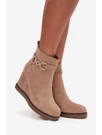 Dámské boty na platformě s ozdobným detailem béžové model 21711676 - Boto Dámské boty na platformě s ozdobným detailem béžové model 21711676 - Boto