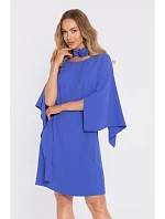 model 22040615 Šaty s ozdobnými širokými rukávy modré - Moe