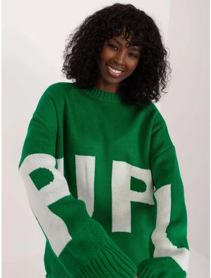 Dámsky zelený oversize sveter (8060)