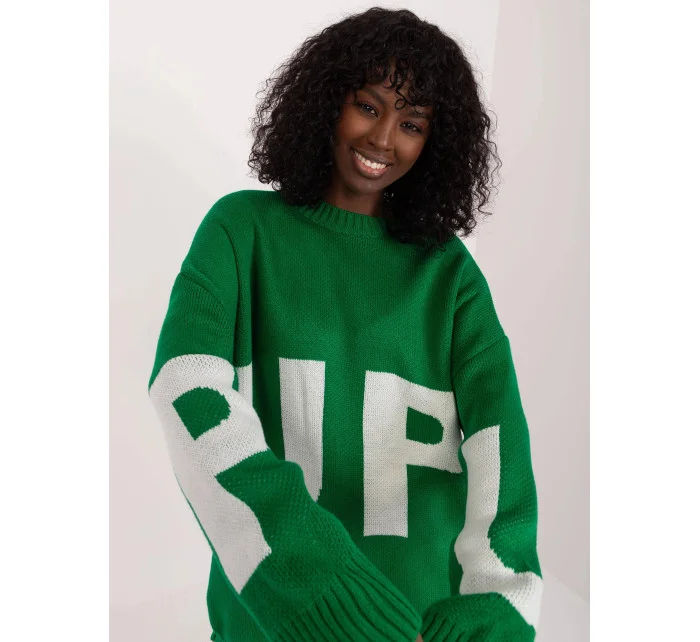 Dámsky zelený oversize sveter (8060)