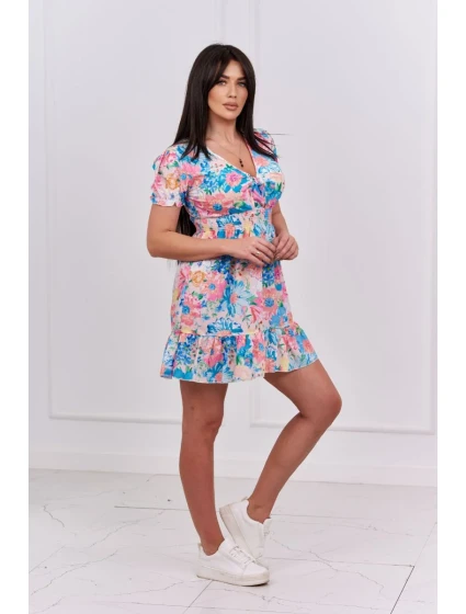 Květinové šaty s výstřihem do V pudrově růžové Květinové šaty s výstřihem do V pudrově růžové