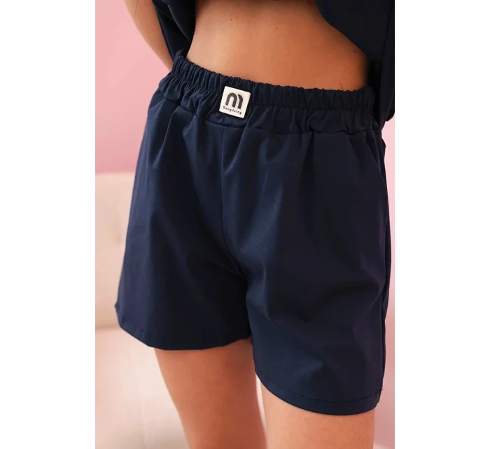 Dámsky set s volánom - blúzka s krátkym rukávom a šortky s gumičkou námornícka modrá Dámsky set s volánom - blúzka s krátkym rukávom a šortky s gumičkou námornícka modrá