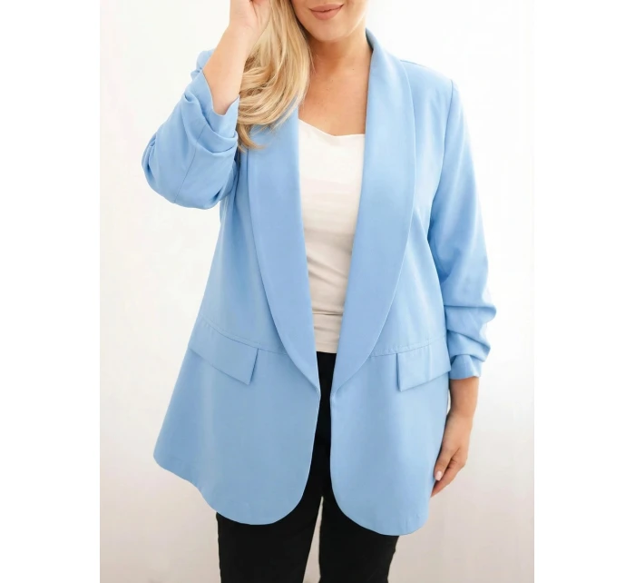 Dámská elegantní plus size sako modrá
