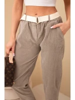 Dámske nohavice so šnúrou a opaskom Fango Dámske nohavice so šnúrou a opaskom Fango