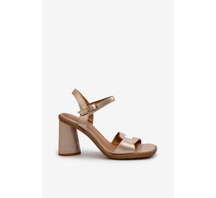 Skórzane Sandały Na Słupku Maciejka 06029-25 Złote
