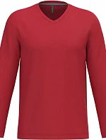 Kariban K 358 Pánske tričko s výstrihom do V a dlhými rukávmi 20.K358 red