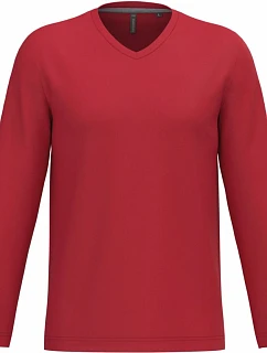 Kariban K 358 Pánske tričko s výstrihom do V a dlhými rukávmi 20.K358 red