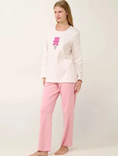 Dámske pyžamo s potlačou 21932 Svetloružová s Ecru - Vamp