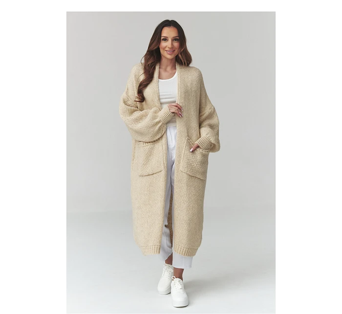 Zapínanie svetra model 226872 Makadamia Zapínanie svetra model 226872 Makadamia