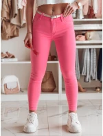 Dámské úzké kalhoty s páskem růžové Dstreet model 21985379 - FashionStreet