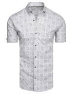 Pánska vzorovaná košeľa s krátkym rukávom svetlo šedá FashionStreet KX1055
