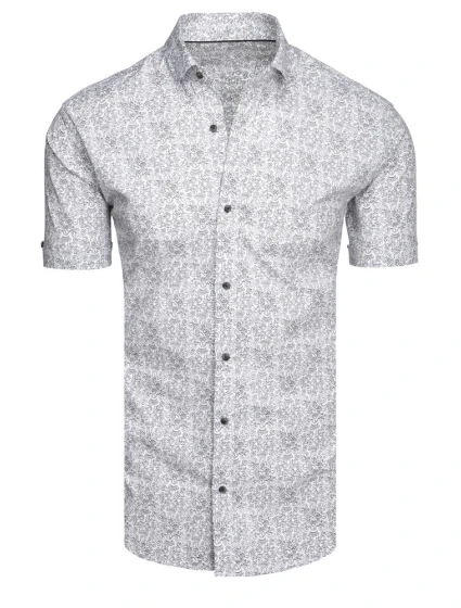 Pánska vzorovaná košeľa s krátkym rukávom svetlo šedá FashionStreet KX1055