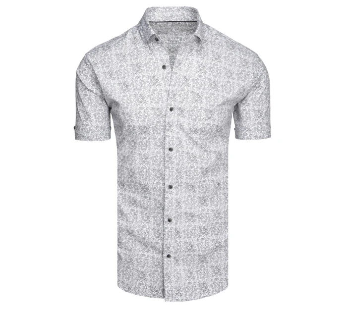 Pánska vzorovaná košeľa s krátkym rukávom svetlo šedá FashionStreet KX1055
