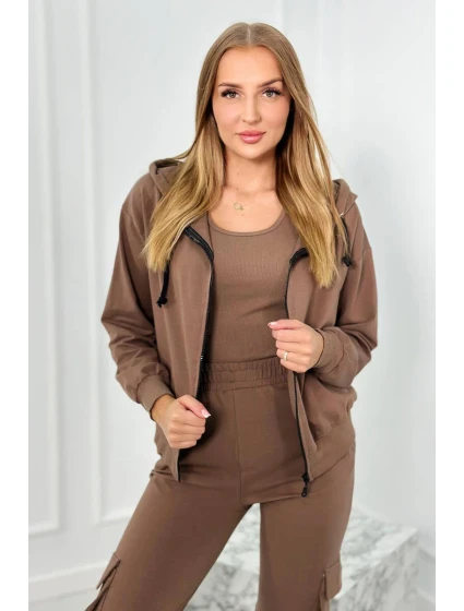 Set 3 v 1 mikina + top + kalhoty mocca Set 3 v 1 mikina + top + kalhoty mocca