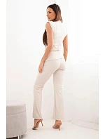 Dámský komplet s model 22084843 halenkou a širokými kalhotami béžový - K-Fashion Dámský komplet s model 22084843 halenkou a širokými kalhotami béžový - K-Fashion