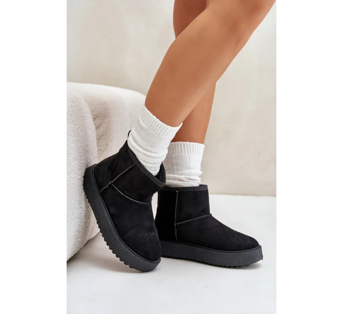 Dámské Sněhule Na Platformě Z Eko Semiše Černé model 21673043 - EVENTO