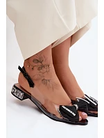 Průhledné sandály s krystaly a mašlí  Černé model 22140804 - D&A