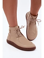 Dámské kožené barefoot polobotky s izolací model 22366434 béžové - Zazoo Dámské kožené barefoot polobotky s izolací model 22366434 béžové - Zazoo
