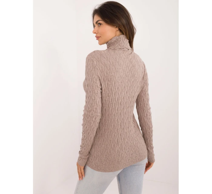 Sweter AT SW ciemny bezowy model 20493516 - FPrice Sweter AT SW ciemny bezowy model 20493516 - FPrice