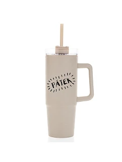 FRIDAY - béžový cestovný hrnček s priehľadným viečkom 900 ml