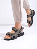 Luxusné sivé a strieborné sandále na podpätku pre ženy