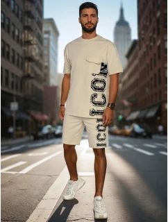 Pánsky khaki set s potlačou FashionStreet AX0801