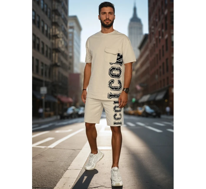 Pánsky khaki set s potlačou FashionStreet AX0801 Pánsky khaki set s potlačou FashionStreet AX0801