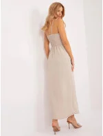 Světle béžové dámské koktejlové šaty s rozparkem model 20201876 - Factory Price Světle béžové dámské koktejlové šaty s rozparkem model 20201876 - Factory Price