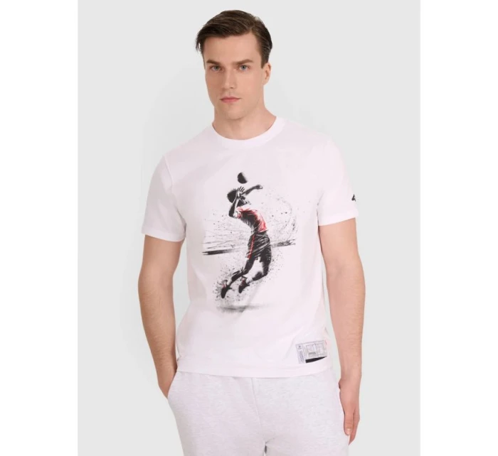 Pánske volejbalové tričko s potlačou 4F 4FRAW25TTSHM3318-10S Pánske volejbalové tričko s potlačou 4F 4FRAW25TTSHM3318-10S