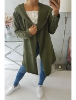 Voľne padnúca khaki bunda s kapucňou