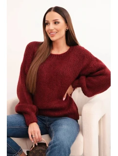 Svetr dámský s  z vlny a dlouhým rukávem bordó model 21780811 - K-Fashion