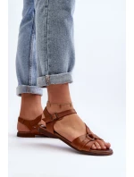 Zazoo 40182 Skórzane Sandały Damskie Brązowe