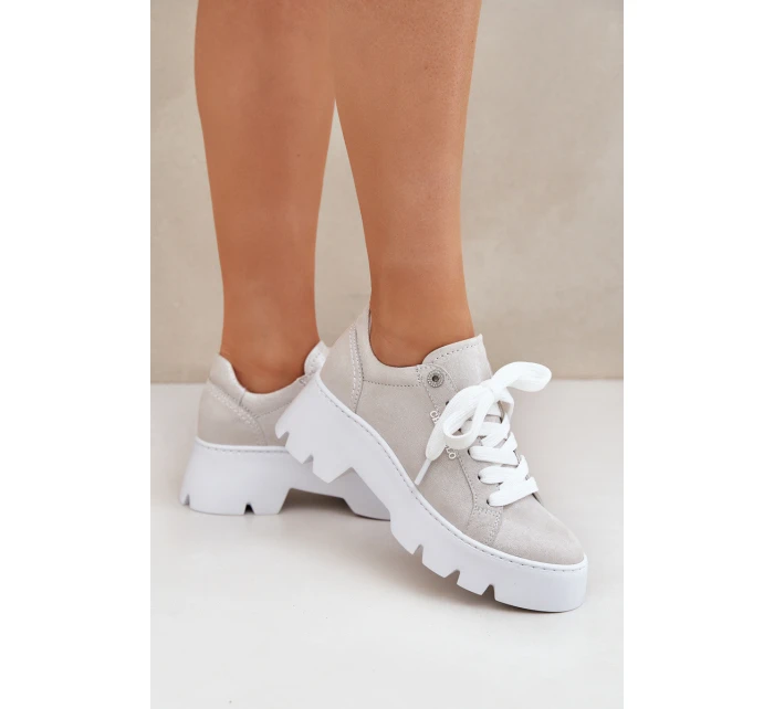 Sneakersy Buty Sportowe Na Platformie CheBello 4632 Srebrne