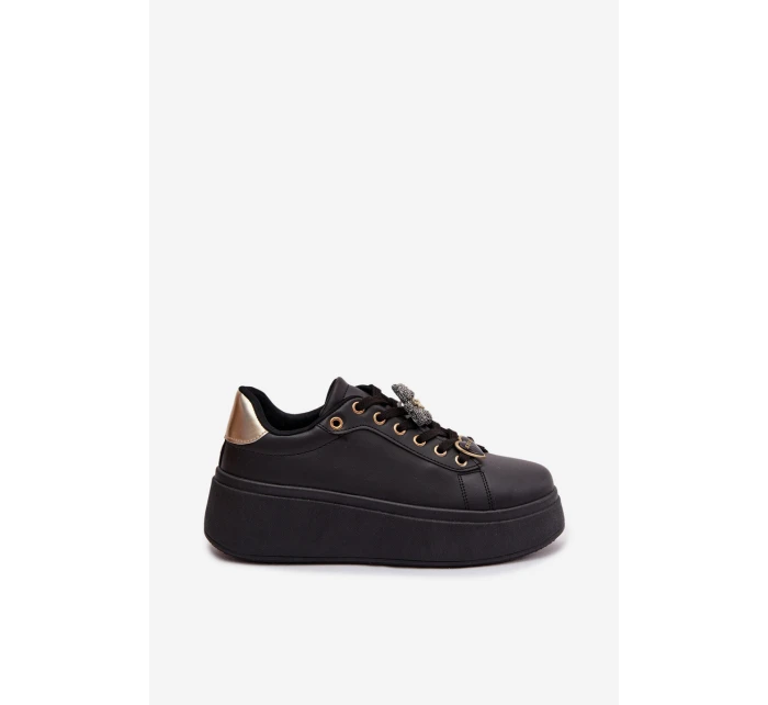 Dámské tenisky na platformě s přezkami Medvěd Srdce Černé Selorissa