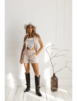 model 21136117 Džínové šortky béžové - Moe