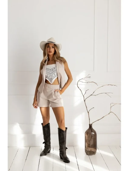 model 21136117 Džínové šortky béžové - Moe