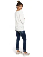 B048 Blúzka v nadmernej veľkosti so zavinovacími detailmi - ecru