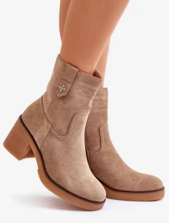 Zateplené dámske členkové topánky na podpätku Brown Vailia
