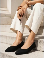 Dámske semišové baleríny so špicatou špičkou čierne FashionStreet ZY1424