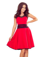 Červené dámske šaty s tylovým vsadkami model 7728834