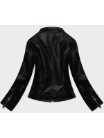 Čierna dekoratívna bunda z ekokože (G85)
