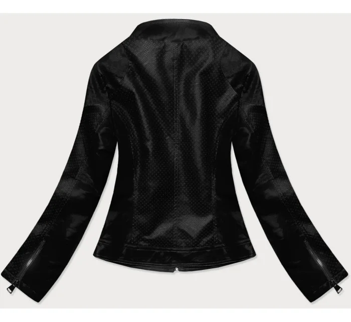 Čierna dekoratívna bunda z ekokože (G85)