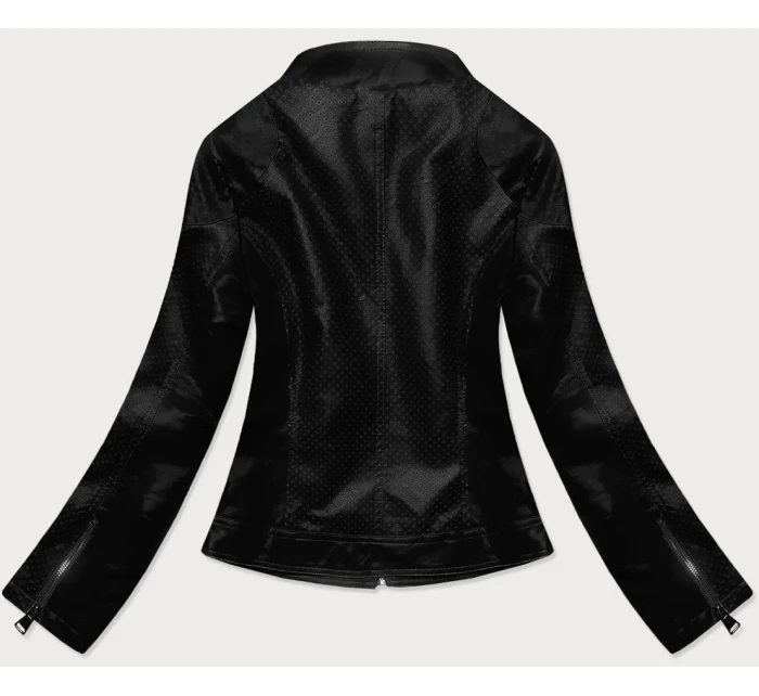 Čierna dekoratívna bunda z ekokože (G85)