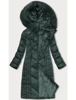 Tmavo zelená dlhá vypasovaná dámska zimná bunda S'west (B8201-10)