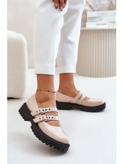 Dámské Lakované Polobotky S Pásky Béžové model 21671071 - Boto