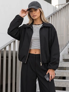 Krátká dámská přechodová bunda bez kapuce, černá, FashionStreet TY5958