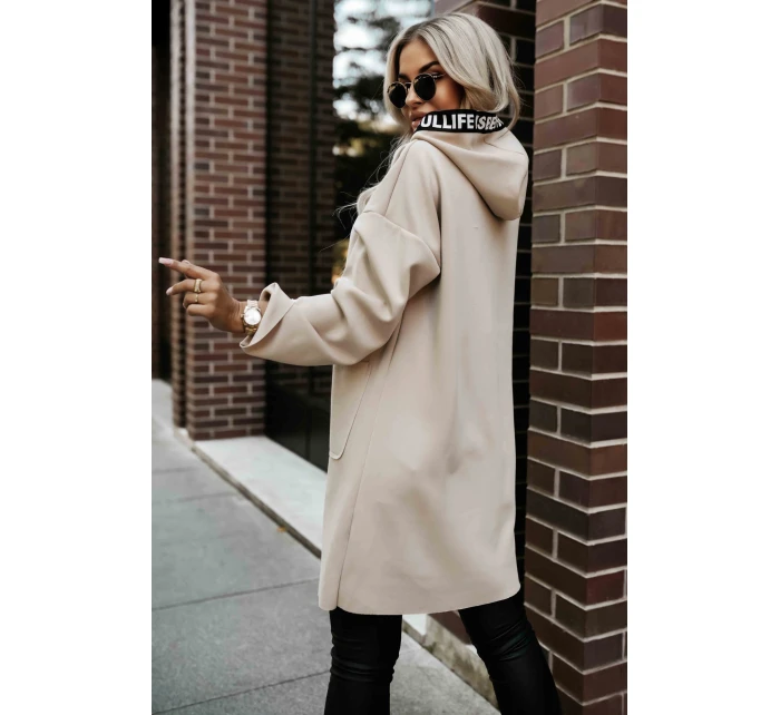 model 21379613 Ležérní kabát s kapsami a kapucí béžový - numoco basic model 21379613 Ležérní kabát s kapsami a kapucí béžový - numoco basic