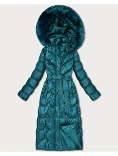 Klasický prešívaný kabát v morskej farbe s kapucňou Minority (T3-2620#-56)