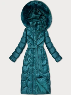 Klasický prešívaný kabát v morskej farbe s kapucňou Minority (T3-2620#-56)